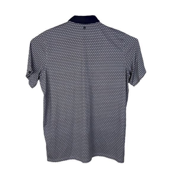 Greyson Men's 2XL Polo Shirt Blue Pink Geometric Print Short Sleeve Golf Polo - Picture 6 of 14